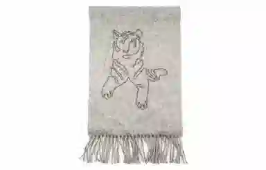 Hermes Embroidered Tiger Scarf Gray