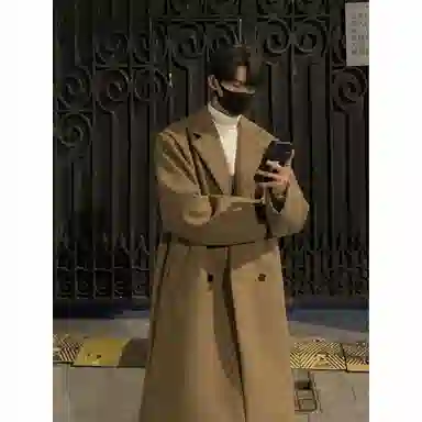 英伦轻熟风经典简约纯色双排扣外套休闲宽松百搭痞帅中长款通勤风衣 男女同款