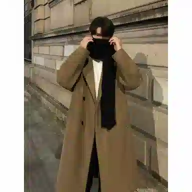 英伦轻熟风经典简约纯色双排扣外套休闲宽松百搭痞帅中长款通勤风衣 男女同款