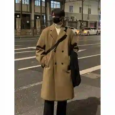 英伦轻熟风经典简约纯色双排扣外套休闲宽松百搭痞帅中长款通勤风衣 男女同款