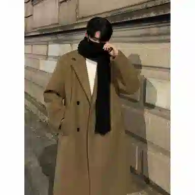 英伦轻熟风经典简约纯色双排扣外套休闲宽松百搭痞帅中长款通勤风衣 男女同款