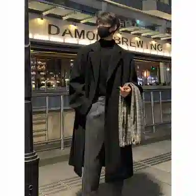 英伦轻熟风经典简约纯色双排扣外套休闲宽松百搭痞帅中长款通勤风衣 男女同款