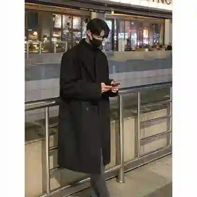 英伦轻熟风经典简约纯色双排扣外套休闲宽松百搭痞帅中长款通勤风衣 男女同款