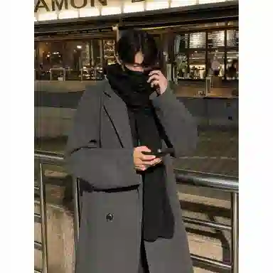 英伦轻熟风经典简约纯色双排扣外套休闲宽松百搭痞帅中长款通勤风衣 男女同款