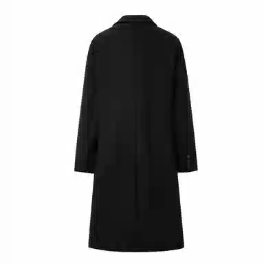 美式复古基础款纯色宽松通勤百搭落肩舒适中长款纯色大口袋双排扣西装领韩版厚款休闲直筒长款大衣 男女同款