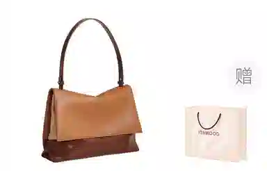 时尚通勤 妙迪 小众高级感拼接撞色 牛皮 邮差腋下单肩斜挎包包 女款 拿铁千层雪