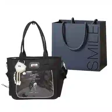 单肩包 可爱透明斜挎包包女学生手提包大容量卡通单肩托特包