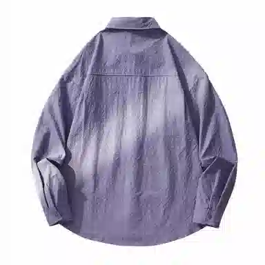 敦煌博物馆 日系复古纯色华夫格舒适百搭休闲翻领长袖衬衫 男女同款