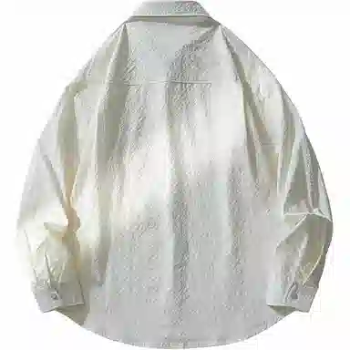 敦煌博物馆 日系复古纯色华夫格舒适百搭休闲翻领长袖衬衫 男女同款