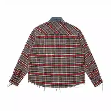 BENMYSHOWER Loose Vintage Plaid Shirt Red