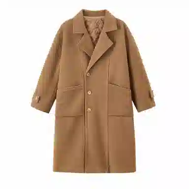 美式复古学院风中长款毛呢保暖纯色直筒厚款休闲外套长袖大衣 男女同款