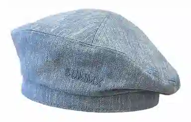 优幽兰 韩版百搭春夏季女水洗牛仔帽文艺复古大头围显脸小简约画家帽时尚高级感学生蓓蕾帽潮 聚酯纤维 贝雷帽 女款