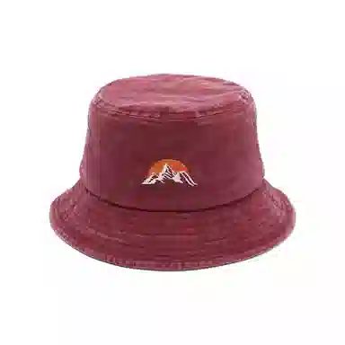 氧气樱桃 日系雪山刺绣户外防晒 棉 渔夫帽 男女同款情侣款