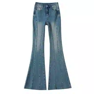 法文箱子 修身拼接鱼骨线牛仔裤 女款