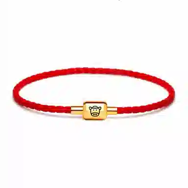 灰鱼 十二生肖红绳新中式国潮风本命年太岁年简约手工编织手绳蛇年红色黑色金色小众高级感转运珠好运 牛皮革 手链 男女同款情侣款
