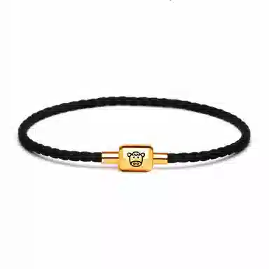 灰鱼 十二生肖红绳新中式国潮风本命年太岁年简约手工编织手绳蛇年红色黑色金色小众高级感转运珠好运 牛皮革 手链 男女同款情侣款