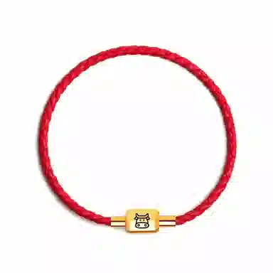灰鱼 十二生肖红绳新中式国潮风本命年太岁年简约手工编织手绳蛇年红色黑色金色小众高级感转运珠好运 牛皮革 手链 男女同款情侣款