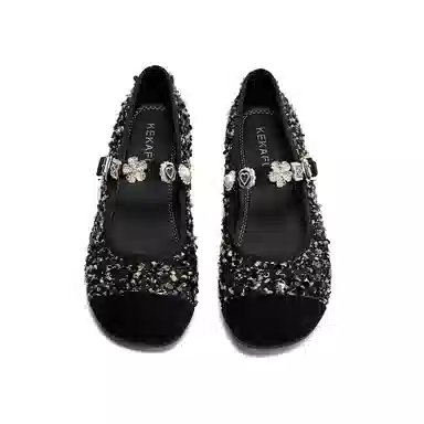 珂卡芙 织物 时尚潮流法式小香风复古百搭 玛丽珍鞋 女