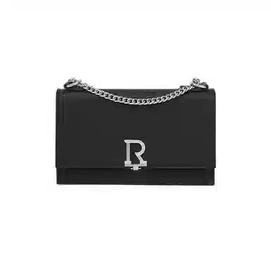 红蜻蜓 经典休闲风简约风商务斜挎包腋下包时尚链条手提包 牛剖层皮革 单肩包 常规 女款 黑色