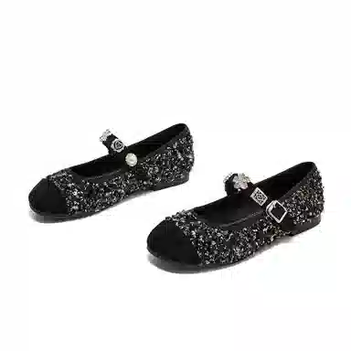 珂卡芙 织物 时尚潮流法式小香风复古百搭 玛丽珍鞋 女