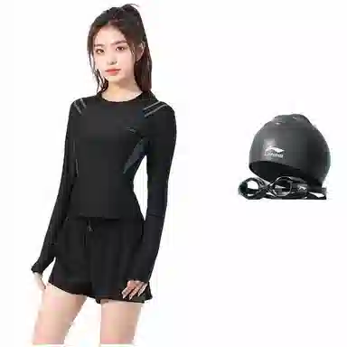 李宁泳衣分体游泳衣防晒遮肚女温泉保守泳装女士沙滩分体式两件套