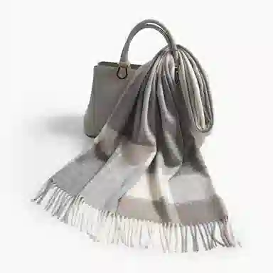 上海故事 通用款粗纺格子羊绒多种颜色 绒线围巾 女款