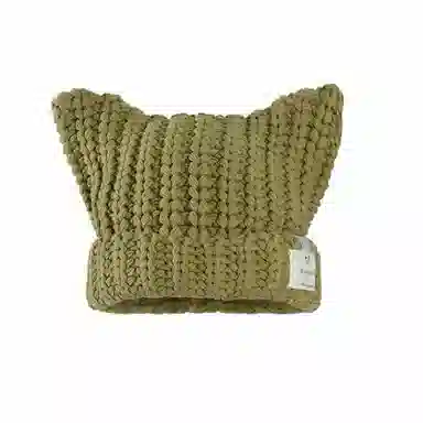 氧气樱桃 秋冬猫耳朵系球毛线可爱保暖甜酷护耳大头围 腈纶 绒线帽 男女同款情侣款