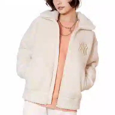 MLB Logo Embroidered Jacket Cream