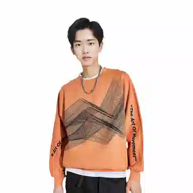 中国李宁 运动时尚系列 字母印花运动宽松套头卫衣 男款 褐色