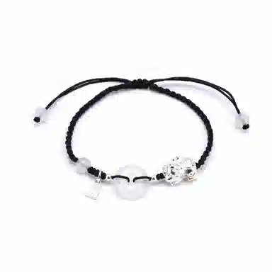 【s925银 招财貔貅】 聆听花开 新中式国风平安扣编绳 平安喜乐文艺风个性时尚复古学生森系高级感可调节#好运 水晶 手绳 男女同款情侣款