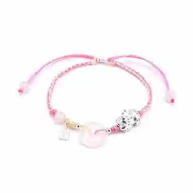 【s925银 招财貔貅】 聆听花开 新中式国风平安扣编绳 平安喜乐文艺风个性时尚复古学生森系高级感可调节#好运 水晶 手绳 男女同款情侣款