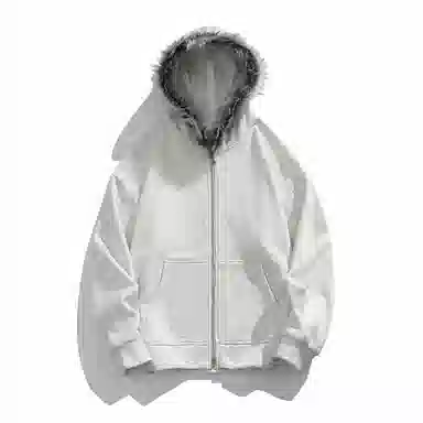 美式复古基础款拉链加绒厚款奥粒绒重磅长袖休闲宽松百搭开衫连帽落肩纯色卫衣 男女同款