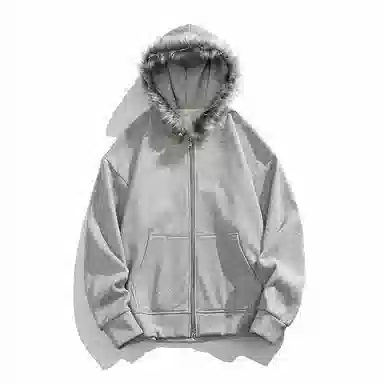 美式复古基础款拉链加绒厚款奥粒绒重磅长袖休闲宽松百搭开衫连帽落肩纯色卫衣 男女同款