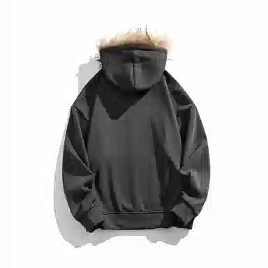 美式复古基础款拉链加绒厚款奥粒绒重磅长袖休闲宽松百搭开衫连帽落肩纯色卫衣 男女同款