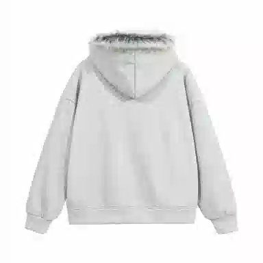 美式复古基础款拉链加绒厚款奥粒绒重磅长袖休闲宽松百搭开衫连帽落肩纯色卫衣 男女同款