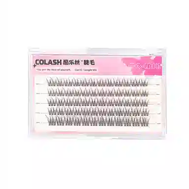 酷乐丝 透明软梗分段鱼尾假睫毛 自然纤长款单簇