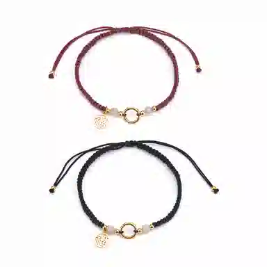 【s925银福气满满】 聆听花开 新中式国风平安扣编绳 国潮转运珠民族风复古个性时尚百搭可调节#好运 水晶 手绳 男女同款情侣款