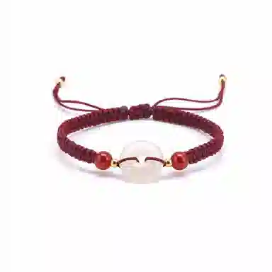 【s925银 不掉色】 聆听花开 新中式国风平安扣编绳红色本命年 民族风古风时尚文艺转运珠可调节#好运 水晶 手绳 男女同款情侣款