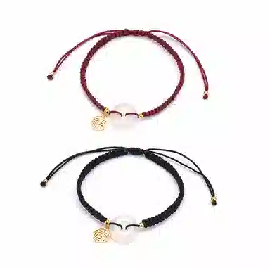 【s925银 福气满满】 聆听花开 新中式国风平安扣编绳 民族风复古个性时尚简约百搭可调节#好运 水晶 手绳 男女同款情侣款