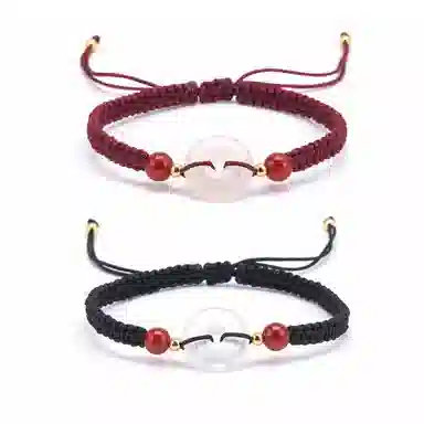 【s925银 不掉色】 聆听花开 新中式国风平安扣编绳红色本命年 民族风古风时尚文艺转运珠可调节#好运 水晶 手绳 男女同款情侣款