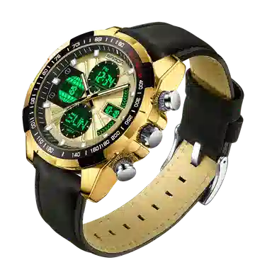 三达 时尚潮流炫酷学生运动腕表 电子+石英机芯 皮带表带 国表 男表 黑色表盘