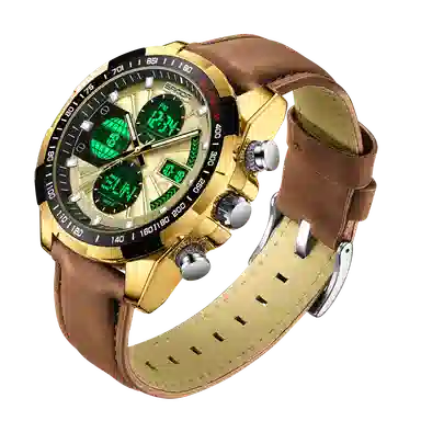 三达 时尚潮流炫酷学生运动腕表 电子+石英机芯 皮带表带 国表 男表 黑色表盘