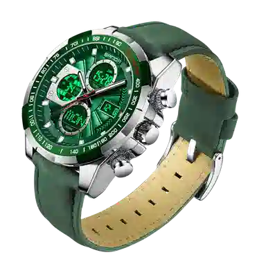 三达 时尚潮流炫酷学生运动腕表 电子+石英机芯 皮带表带 国表 男表 黑色表盘