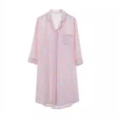 怡吾色 家居简约清新小格纹长袖睡裙 女款