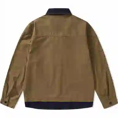 赞仕 不掉色撞色牛仔拼接水洗设计胸前口袋长袖衬衫 男款