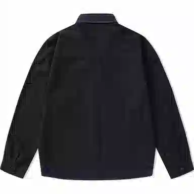 赞仕 不掉色撞色牛仔拼接水洗设计胸前口袋长袖衬衫 男款