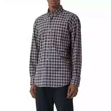 Burberry Check Long Sleeve Shirt Navy