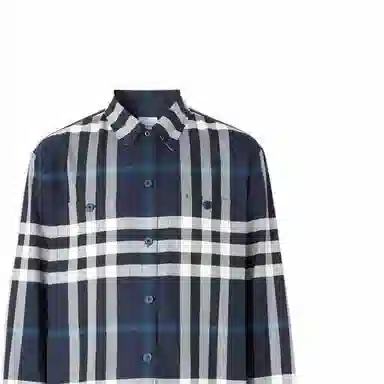 Burberry FW22 Check Single-Breasted Shirt Blue
