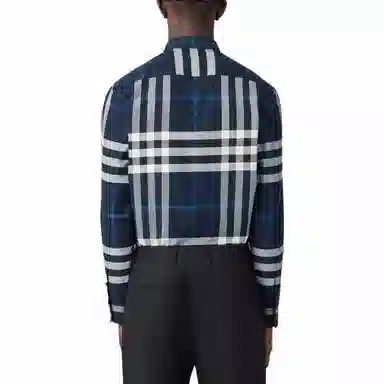 Burberry FW22 Check Single-Breasted Shirt Blue
