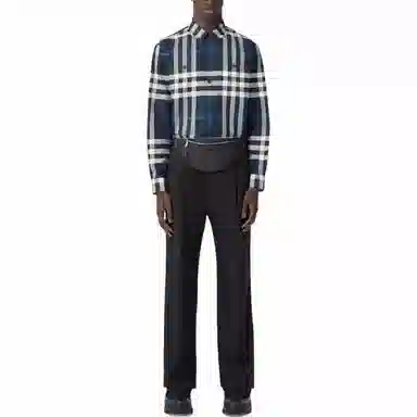 Burberry FW22 Check Single-Breasted Shirt Blue